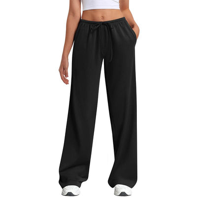 Women'S Wide Leg Sweatpants Straight Leg Lowrise Sweat Pants Drawstring Elastic Low Waist Pants with Pockets