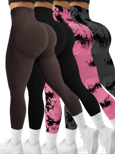 Women'S Tie Dye Print High Waist Sports Leggings, Casual Comfy Breathable Seamless Tummy Control Skinny Pants for Yoga Gym Workout Running, Leggings for Women, Ladies Sportswear for All Seasons, Yoga Pants for Women, Gym Outfits Women